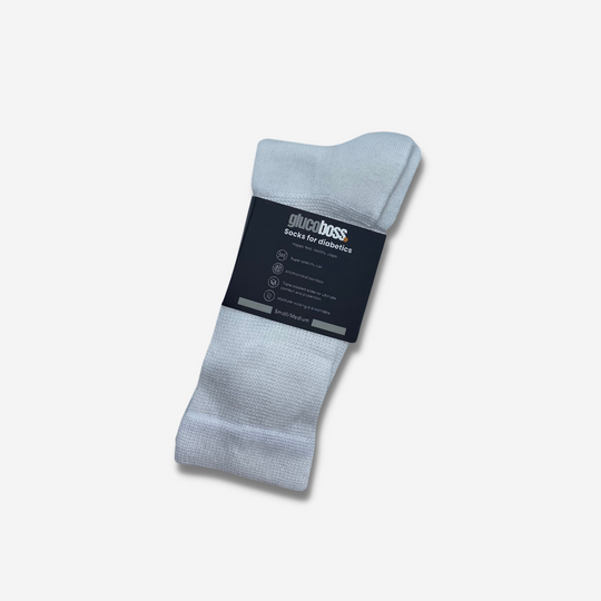 GlucoBoss Ultra Soft Diabetic Friendly Bamboo Socks- White