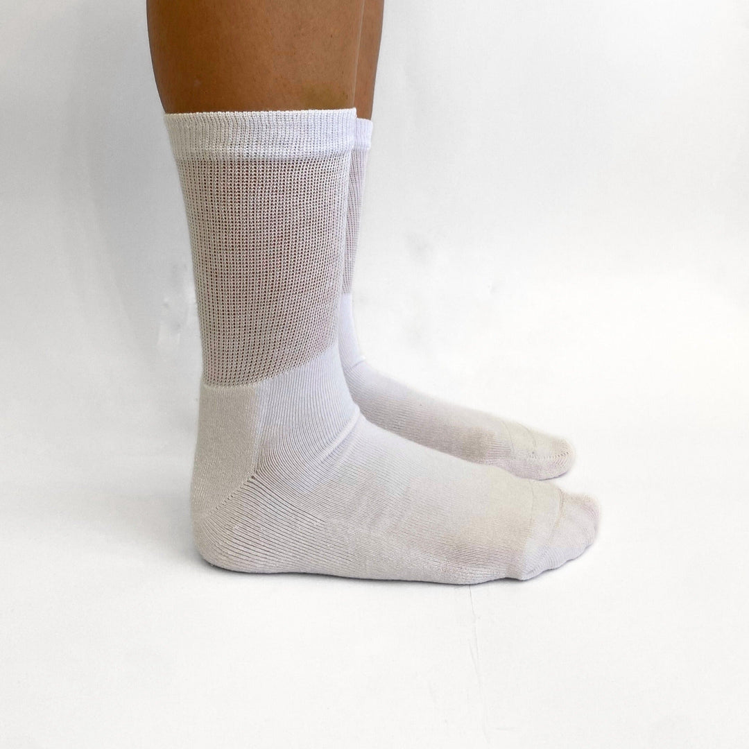 GlucoBoss Ultra Soft White Diabetic Friendly Bamboo Socks 2-Pack