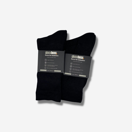 GlucoBoss Ultra Soft Black Diabetic Friendly Bamboo Socks 2-Pack