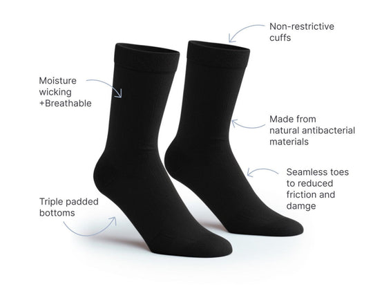 GlucoBoss Ultra Soft Black Diabetic Friendly Bamboo Socks 2-Pack